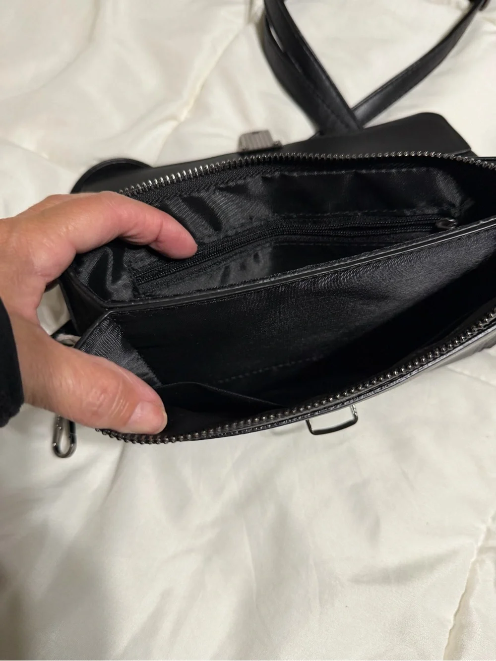Classic Black Vegan Crossbody with Detachable Wristlet